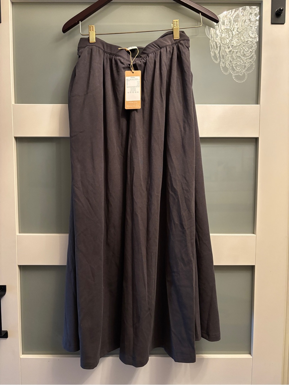 NWT OGL Move Maxi Skirt Small Charcoal Gray Pockets Stretch Knit